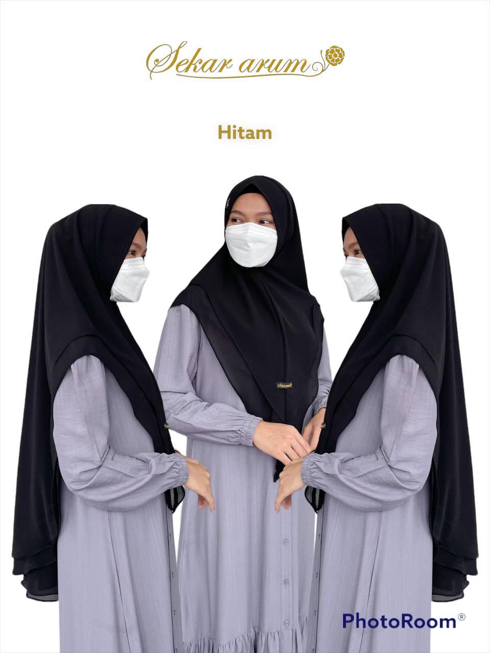 Khimar black sekararum